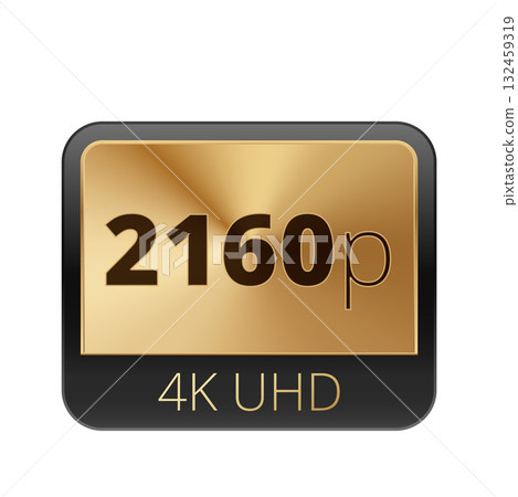 Golden 2160p 4k uhd icon displaying high-resolution graphic 132459319