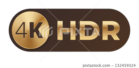 4k hdr logo in gold and black: superior high-definition display quality 132459324