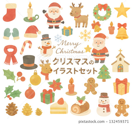 Cute Christmas illustration material set 132459371