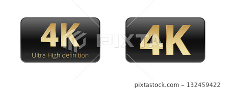 4k ultra-high definition gold badges on black background 132459422