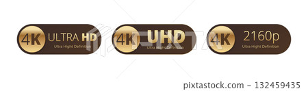 4k uhd ultra high definition labels 132459435