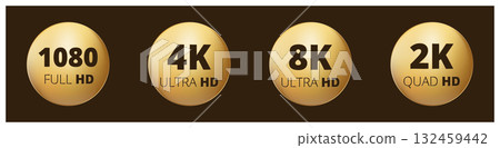 1080 full hd 4k ultra hd 8k ultra hd 2k quad hd comparison icons 132459442