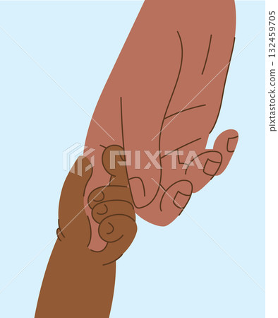 Black parent and baby holding hand, flat Illustration, isolated vector. 132459705