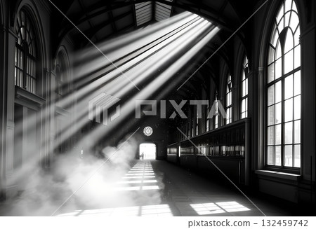 Light-Filled Hallway: A Dramatic Play of Shadows & Rays 132459742