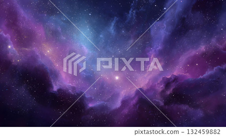 Cosmic-style background with colorful nebula and stars. 132459882