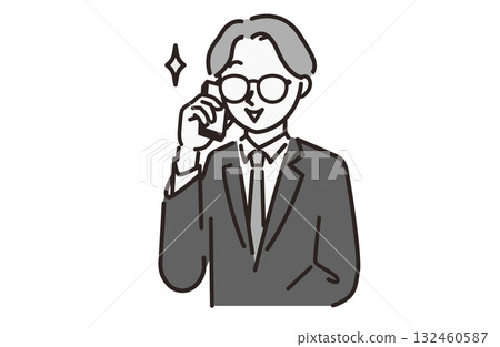 一個穿著西裝的男人在打電話_單色 一個穿著西裝的男人在打電話_單色 132460587