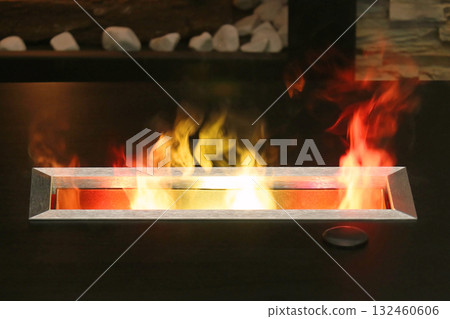 Fireplace with colorful flames 132460606