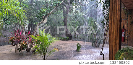 Heavy rain at Lagoa do Paraiso beach in Jericoacoara Brazil Heavy rain at Lagoa do Paraiso beach in Jericoacoara Brazil 132460802