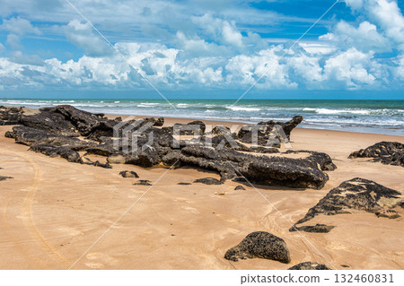 Canoa Quebrada Beach at Aracati in Ceara Brazil. Bay Coastline. Coast Travel. Vacations Landscape Canoa Quebrada Beach at Aracati in Ceara Brazil. Bay Coastline. Coast Travel. Vacations Landscape 132460831