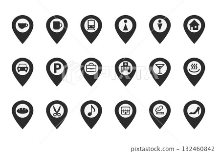 Various map icon set_monochrome 132460842