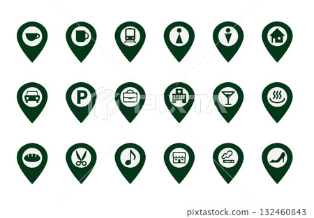 各種地圖圖標set_green 各種地圖圖標set_green 132460843
