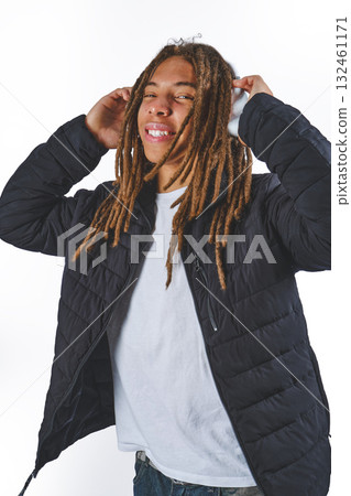 Young man enjoying music listening with headphones Young man enjoying music listening with headphones 132461171