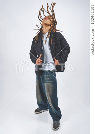 Young man dancing enjoying freedom and happiness 132461192