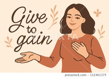 Give to gain. Happy International Womens Day. Vector illustration with lettering. Give to gain. Happy International Womens Day. Vector illustration with lettering. 132461375