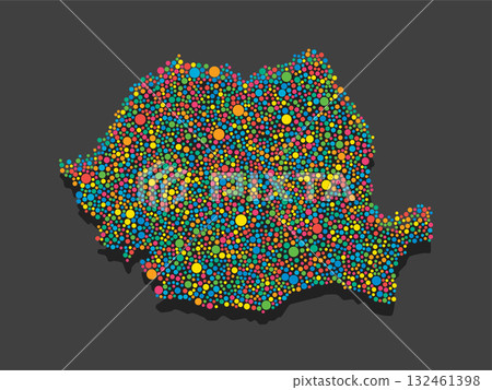 Creative vector map Romania made of colored dots Creative vector map Romania made of colored dots 132461398