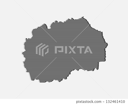 Abstract map North Macedonia, parallel grey lines Abstract map North Macedonia, parallel grey lines 132461410