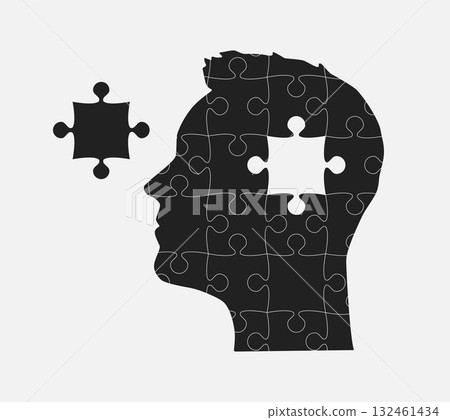 Male head from puzzle pieces. Education, idea Male head from puzzle pieces. Education, idea 132461434