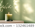 Elegant minimal candle setup in daylight. Serenity expressed through clean shapes and tone. 132461489