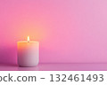 Modern candle holder with soft illumination. A visual of peace and mindful living. 132461493