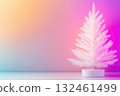 White tree in elegant minimal holder. Pastel tones create serene and cozy atmosphere. 132461499