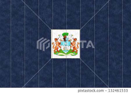 The official flag of Freetown, the capital of Sierra Leone, on wood texture. Conceptual collage. Illustration 132461533
