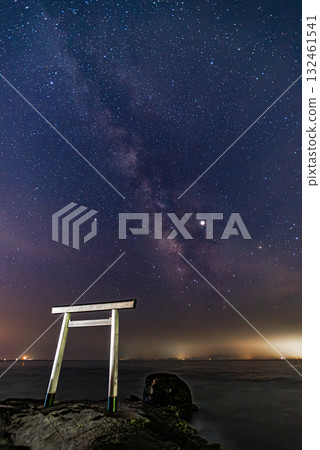Torii gate and starry sky at Tsubuteura 132461541
