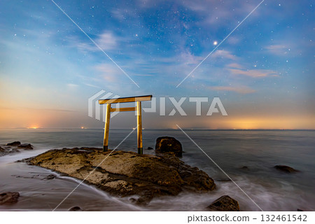 Torii gate and starry sky at Tsubuteura 132461542