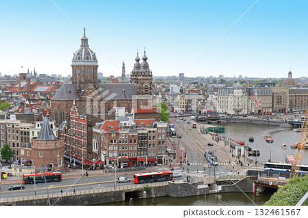 Amsterdam cityscape with busy public transport Amsterdam cityscape with busy public transport 132461567