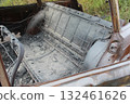 Burned-out car interior close-up consequences of a car fire 132461626