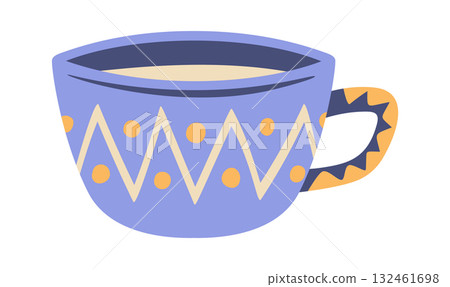 Ceramic tea cup geometric pattern 132461698