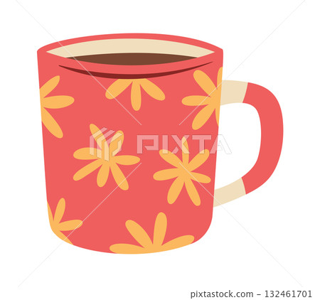 Red mug floral print design 132461701