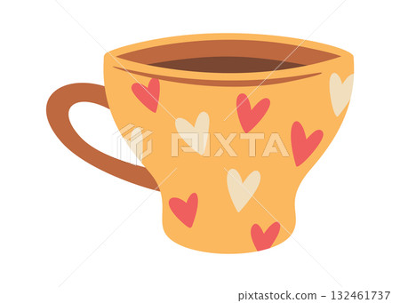 Ceramic cup with romantic hearts 132461737