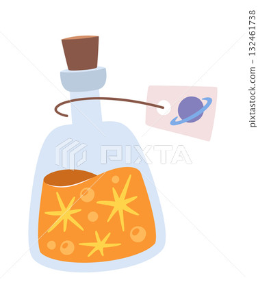 Sparkling magic elixir glass flask Sparkling magic elixir glass flask 132461738