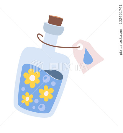 Blue magic elixir with flowers 132461741