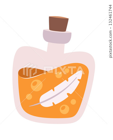 Magic elixir bottle with feather 132461744