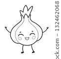 Cute garlic outline illustration 132462068