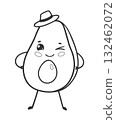 Cute avocado outline illustration 132462072