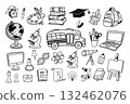 Education and school supplies doodle set 132462076