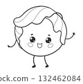 Cute cabbage outline illustration 132462084