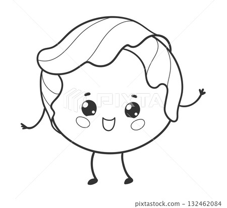 Cute cabbage outline illustration Cute cabbage outline illustration 132462084