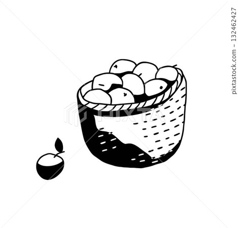 basket full of apples on white background basket full of apples on white background 132462427