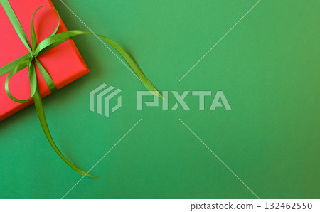 Green New Year's background with space for text and gifts. Top view. Green New Year's background with space for text and gifts. Top view. 132462550