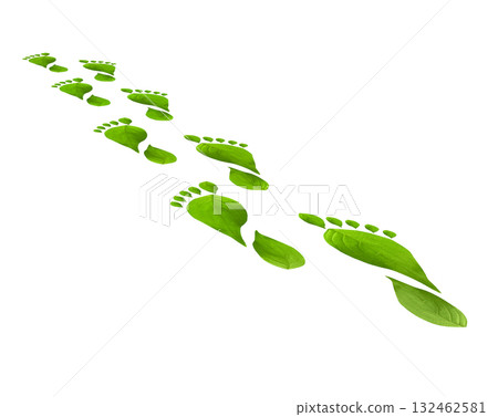 Green Leaf Footprints Symbolizing Environmental Awareness Green Leaf Footprints Symbolizing Environmental Awareness 132462581