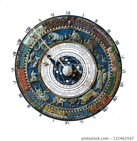 Zodiac Clock of Venice Isolated on Transparent Background Zodiac Clock of Venice Isolated on Transparent Background 132462587