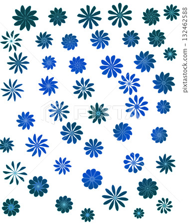 Blue Floral Decorative Pattern on Transparent Background Blue Floral Decorative Pattern on Transparent Background 132462588