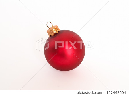 Red Christmas ball on a white background. Isolate Red Christmas ball on a white background. Isolate 132462604
