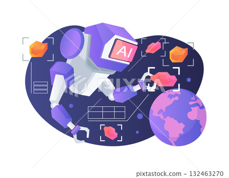 AI-Predictive Extravehicular Activity Planning abstract concept vector illustration. 132463270