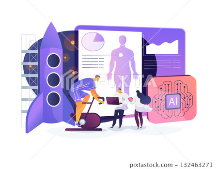 AI-Augmented Astronaut Health Monitoring abstract concept vector illustration. 132463271