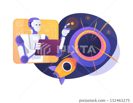 AI-Assisted Deep Space Anomaly Detection abstract concept vector illustration. 132463275