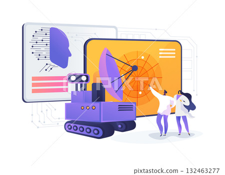 AI-Powered Planetary Rover Navigation abstract concept vector illustration. 132463277